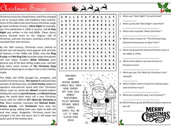 Christmas Music Worksheet (Cover Lesson)