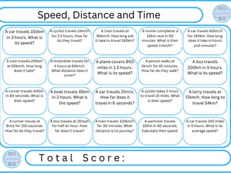 Speed, Distance and Time - 20 Questions