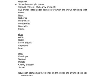 How to write a poem based on a pattern of three colours.