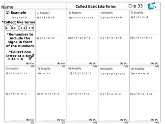 Numeracy Worksheets - Algebra