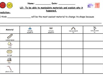 Changing material's shape worksheet