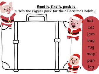 Pack Piggie's suitcase with CVC words