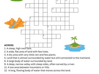 Landforms Vocabulary Crossword Activity