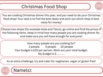 Christmas Food Shop Activity