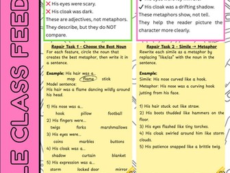 Metaphor Repair Task – Whole Class Feedback Worksheet (KS3 English)