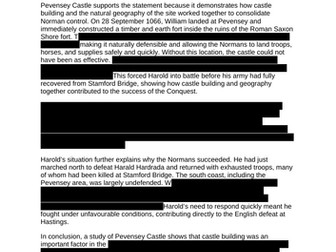 AQA Norman England Pevensey Castle 2026