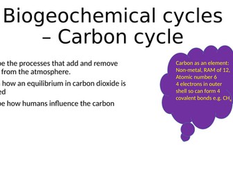 AQA A level Environmental Science Biogeochemical cycles PowerPoint presentation