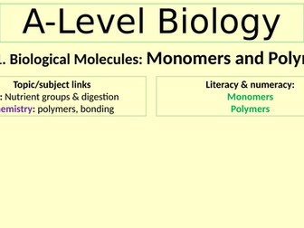 Biological Molecules. Monomers & Polymers