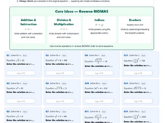 Solving Equations with Roots and Powers: Worksheet + Full Answers (IGCSE/GCSE Algebra)