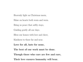 Christmas Prayer Poem for Humanity