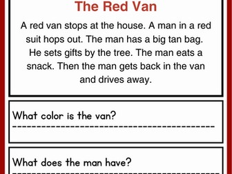 Christmas CVC Reading Comprehension Stories