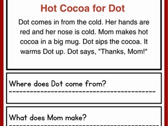 Christmas CVC Reading Comprehension Stories