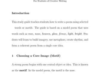 A Study Guide for Writing Poetry Using Selected Words For Students of Creative Writing