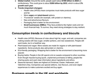 2026 Edexcel A Level Business P3 Pre-Release Confectionery Research Info and Suggested 20-markers