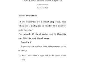 Direct Proportion and Inverse Proportion