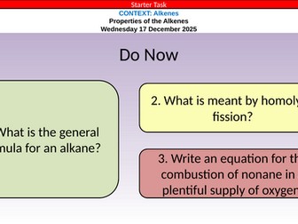 OCR A Level Chemistry Chapter 13 - Alkenes