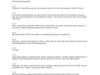 Typhoon Haiyan Documentary and Worksheets