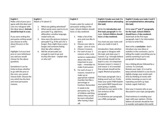 English 10 Task Homework Activities