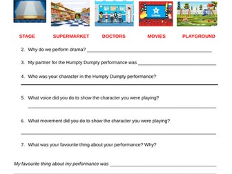 Year 2 Drama Written Assessment