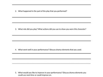 Year 5 Drama Written Assessment