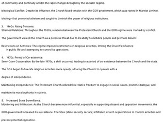 The Role of the Protestant Church in East Germany A level GDR