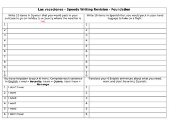 Las vacaciones speedy writing revision foundation