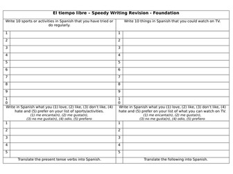 El tiempo libre speedy writing revision foundation