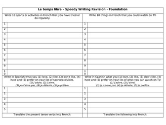 Le temps libre speedy writing revision foundation