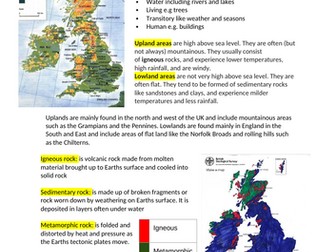 GCSE Geography- UK Landscapes Rivers revision booklet with questions