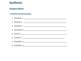 Organic Synthesis Booklet with teacher answers