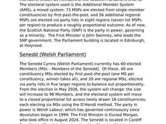 Key Features of Each Devolved Legislature