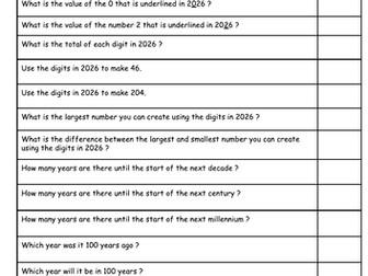Maths starter 2026, KS2.
