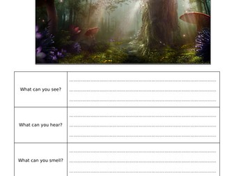 Creative / descriptive writing task prompt sheets