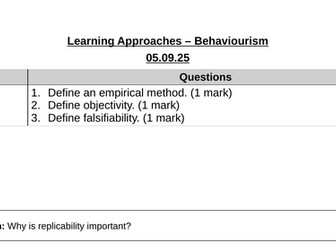 AQA A Level Psychology Approaches Lessons & Workbook - NEW SPEC (7182)/Teaching from 2025