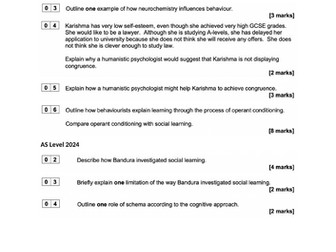 AQA A Level Psychology NEW SPEC - Approaches Exam Question Booklet