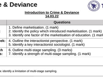 GCSE AQA Sociology - Crime & Deviance Complete Resource Pack