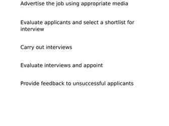 A level Business Theme 1: 1.4.2 recruitment and Selection