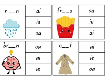 Digraphs Pegs Flashcards Activity