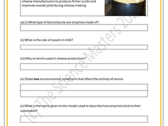 Senior Cycle Biology 2025 Specification: Enzyme Exam Practice Pack