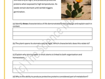 Characteristics of Life - Senior Cycle Biology