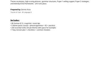 SL GERMAN IB LANGUAGE B GUIDE BOOK AND REVISION