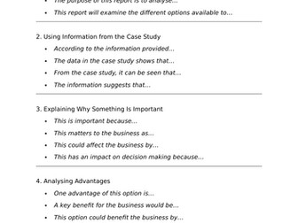 Sentence starters for report writing