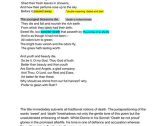 A/ AS LEVEL ENGLISH LITERATURE analysis of "Sweet Death" Christina Rossetti