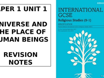 Edexcel IGCSE RS 4RS1 Revision Notes Paper 1 Topic 1 The Universe and the Place of Human Beings