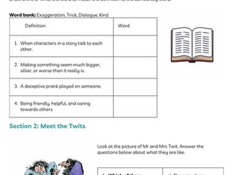 The Twits: Lesson 2: The Tricks activity sheets