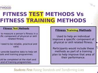 Fitness Tests Vs Training Methods - BTEC Tech Award In Sport