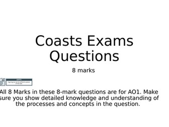 Weekly Revision 8 & 12 mk A level Geography Intervention Edexcel coasts and Tectonics Planning grids
