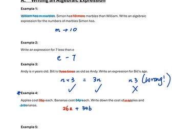 GCSE (Foundation) Mathematics - Week 3 Algebraic Expressions