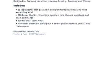 FRENCH MYP REVISION BOOKLET -51 PAGES