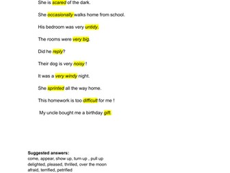 YEAR 4 SYNONYMS WORKSHEET: English Language